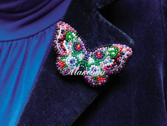 Брошь Бабочка, AD-001, Абрис Арт Набор для вышивания бисером украшения 