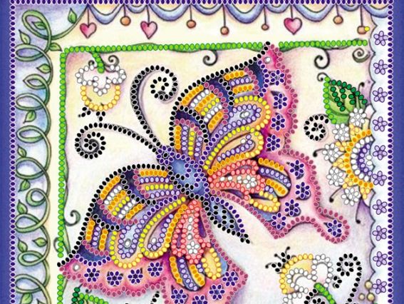 Набір для вишивання бісером АМ-144 Метелик у квітах, Абріс Арт,