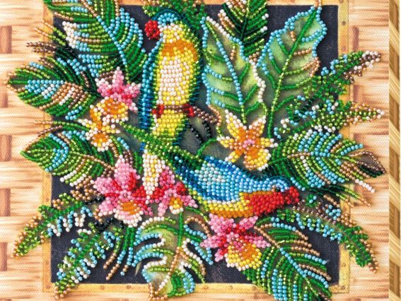 Вишивка бісером міді AMB-029 Папуги лорі, Абріс Арт Вишивка бісером міді AMB-029 Папуги лорі, Абріс Арт