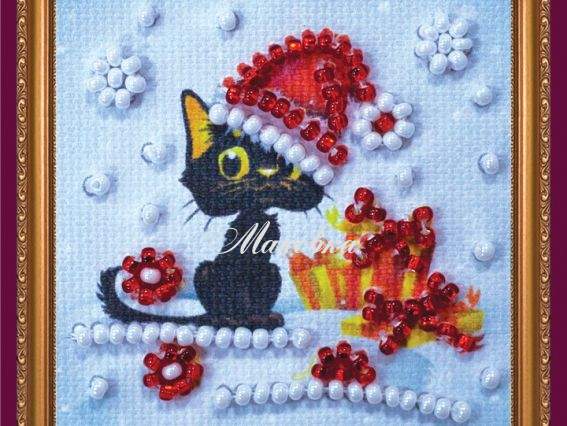 Вышивка мини-магнит бісером Новый Год, АММ-026, Абрис Арт Вышивка мини-магнит бісером Новый Год, АММ-026, Абрис Арт