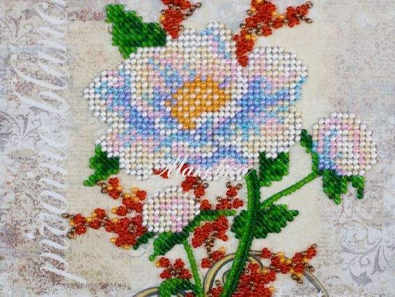 Вышивка бісером АМ-173 Белый цветок, Абрис Арт