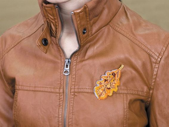 Набор для вишивання Прикраса брошка AD-017 Дубовий листочок, Абріс Арт