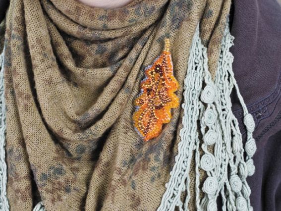 Набор для вишивання Прикраса брошка AD-017 Дубовий листочок, Абріс Арт