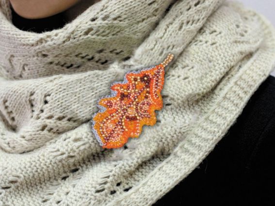 Набор для вишивання Прикраса брошка AD-017 Дубовий листочок, Абріс Арт