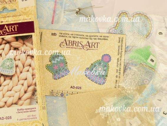 Брошь AD-025 Зимушка-Зима, Абрис Арт Набор для вышивания бисером украшения  Брошь AD-025 Зимушка-Зима, Абрис Арт Набор для вышивания бисером украшения 