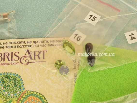 Набор для вишивання Прикраса брошка AD-030 Зелене яблуко, Абріс Арт