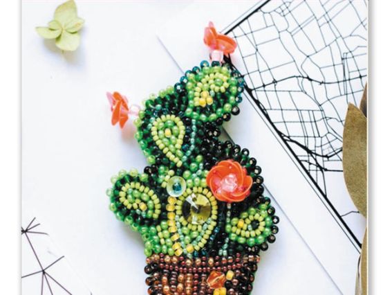 Набор для вишивання Прикраса брошка AD-032 Кактус, Абріс Арт