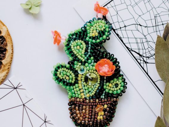 Набор для вишивання Прикраса брошка AD-032 Кактус, Абріс Арт