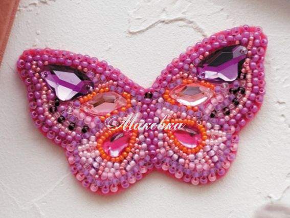 Брошь AD-034 Пурпур, Абріс Арт набір для вишивання бісером прикраси