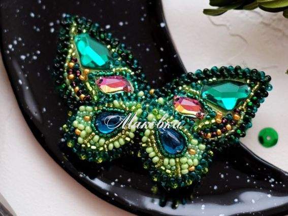 Брошь AD-035 Смарагдовий серпень, Абріс Арт Набір для вишивання бісером прикраси Брошь AD-035 Смарагдовий серпень, Абріс Арт Набір для вишивання бісером прикраси