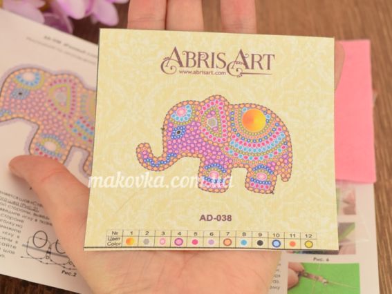 Набір для вишивання Прикраса брошь AD-038 Рожеве слоненя, Абріс Арт