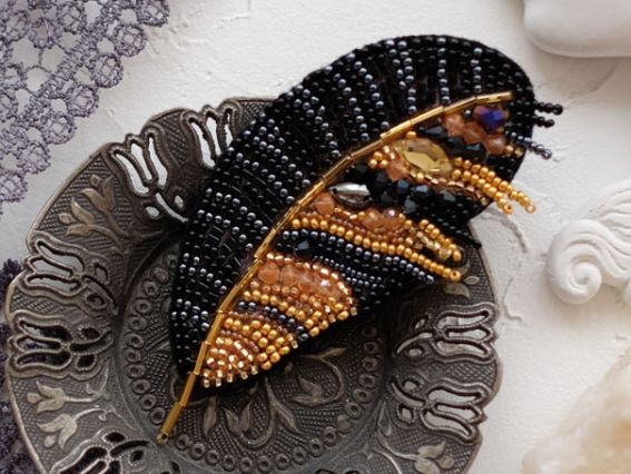 Набір для вишивання Прикраса брошка AD-040 Перо, Абріс Арт