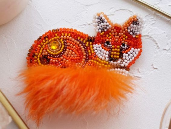 Брошь AD-044 Рудихвоста (лисиця), Абріс Арт Набір для вишивання бісером прикраси Брошь AD-044 Рудихвоста (лисиця), Абріс Арт Набір для вишивання бісером прикраси