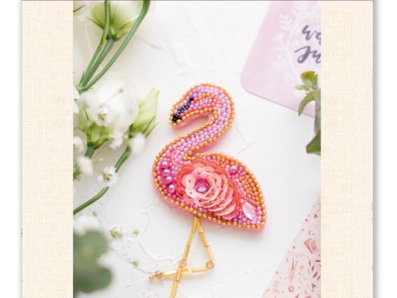 Набір для вишивання Прикраса брошь AD-046 Фламінго, Абріс Арт