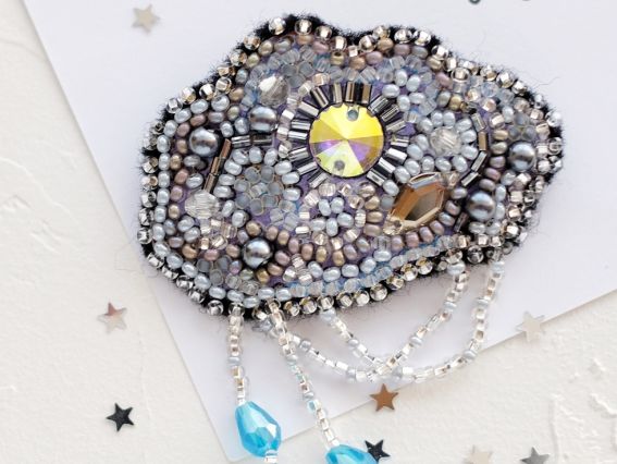 Набір для вишивання Прикраса брошь AD-054 Срібні нитки, Абріс Арт