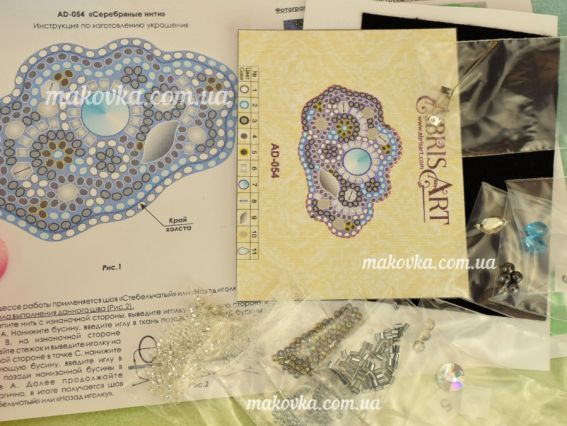 Набір для вишивання Прикраса брошь AD-054 Срібні нитки, Абріс Арт