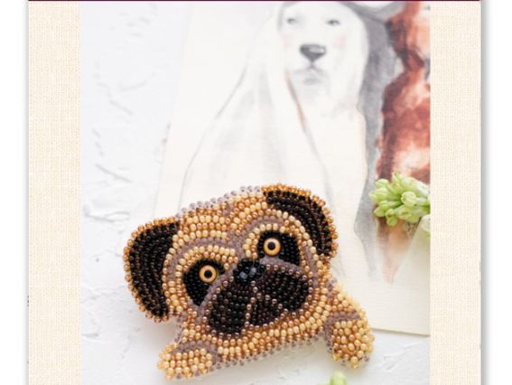 Набір для вишивання Прикраса брошка AD-057 Мопсик, Абріс Арт