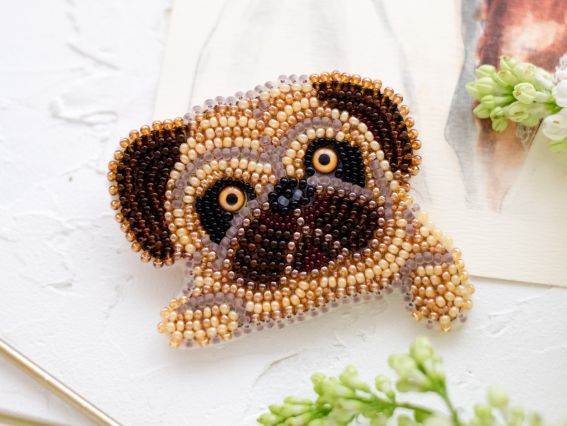 Набір для вишивання Прикраса брошка AD-057 Мопсик, Абріс Арт