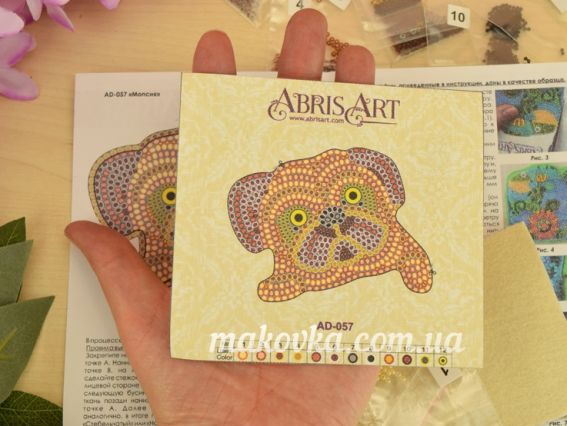 Набір для вишивання Прикраса брошка AD-057 Мопсик, Абріс Арт