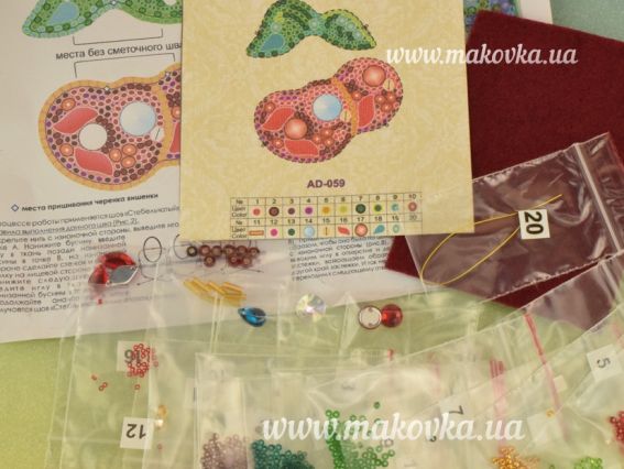 Набір для вишивання Прикраса брошь AD-059 Вишеньки, Абріс Арт