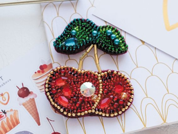 Набір для вишивання Прикраса брошь AD-059 Вишеньки, Абріс Арт