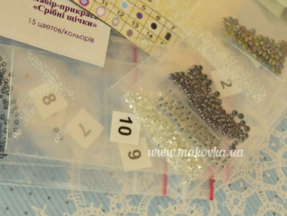 Набор для вышивания бисером, украшение брошь AD-062 Серебряные щечки (олень), Абріс Арт