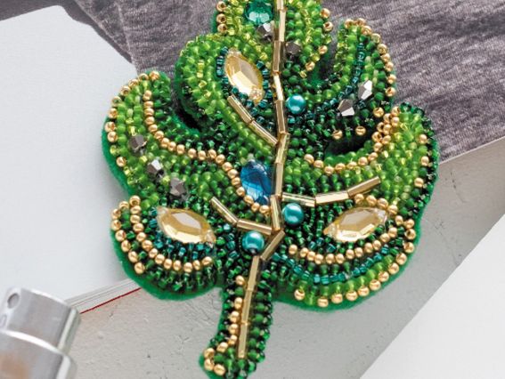 Набір для вишивання Прикраса брошка AD-063 Листочок монстери, Абріс Арт