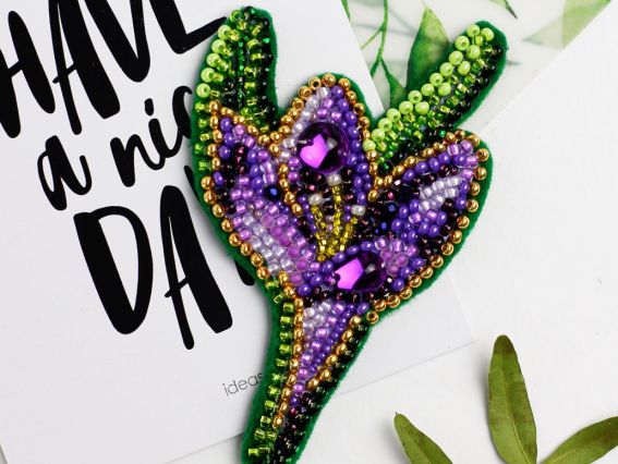 AD-203 Крокус Набір для вишивання Прикраса брошка Абріс Арт