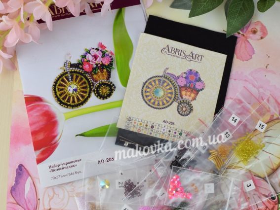 Набор для вышивания украшение брошь AD-205 Велосипедик, Абрис Арт 