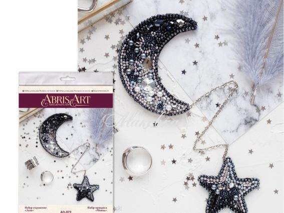 Брошь AD-072 Місяць, Абріс Арт набір для вишивання бісером прикраси
