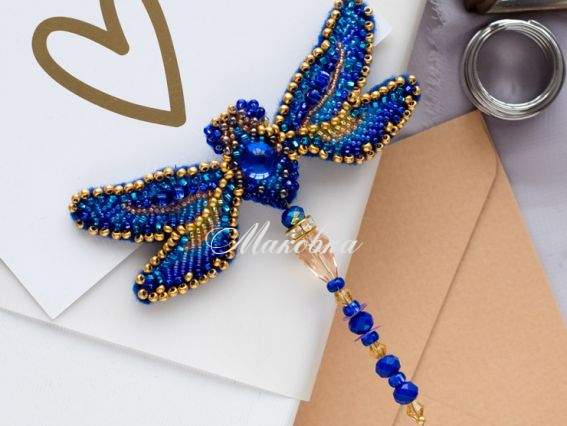 Брошь AD-073 Бабка, Абріс Арт Набір для вишивання бісером прикраси Брошь AD-073 Бабка, Абріс Арт Набір для вишивання бісером прикраси