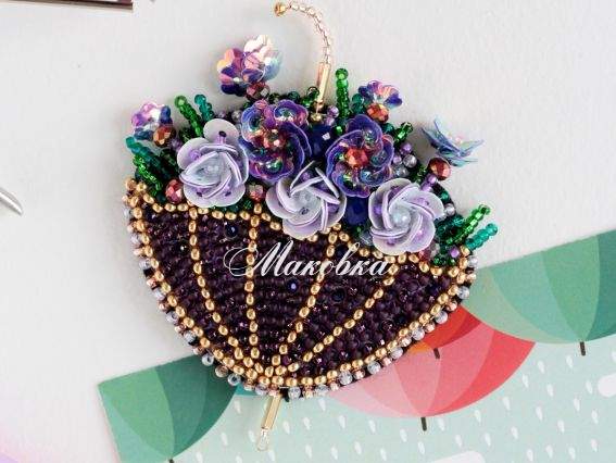 Брошь AD-214 Зонт, Абрис Арт Набор для вышивания украшения 