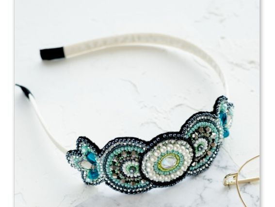 Набір для вишивання Прикраса для волосся , заколка ADH-001 Мятна арабеска, Абріс Арт