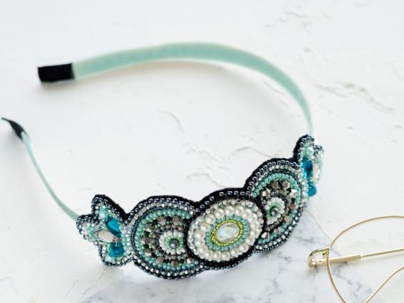 Набір для вишивання Прикраса для волосся , заколка ADH-001 Мятна арабеска, Абріс Арт