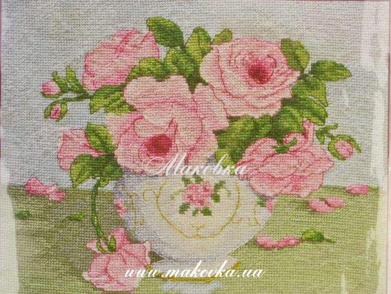 АН-014 Розовые цветы, Абрис Арт, набор для вышивания крестом АН-014 Розовые цветы, Абрис Арт, набор для вышивания крестом