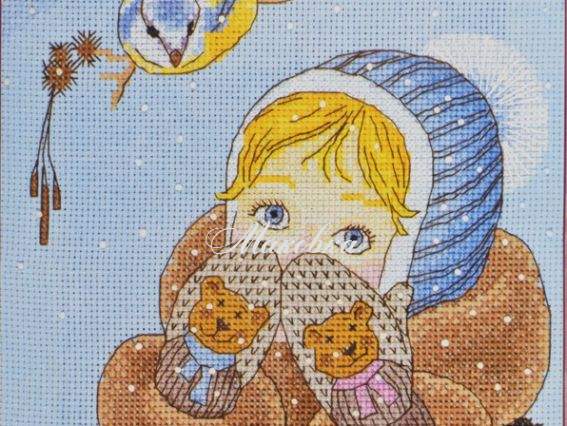АН-020 Девочка и синичка, Абрис Арт, набор для вышивания крестом