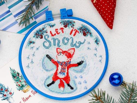 AHM-023 Сніговий янгол (лис), Абріс Арт набір з п'яльцями для вишивання нитками AHM-023 Сніговий янгол (лис), Абріс Арт набір з п'яльцями для вишивання нитками