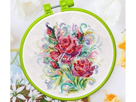 AHM-057 Весняні троянди, Абрис Арт набір з п'яльцями для вишивання нитками AHM-057 Весняні троянди, Абрис Арт набір з п'яльцями для вишивання нитками