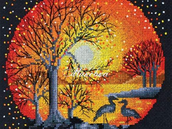 AH-021 Цапли на закате, Абрис Арт набор для вышивания крестом