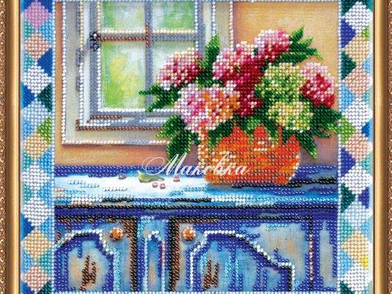 Вишивка бісером Гортензія біля вікна, АВ-385 Абріс Арт