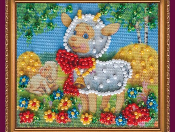 Вышивка-магнит бісером Козочки на лужайке, АМА-091, Абрис Арт Вышивка-магнит бісером Козочки на лужайке, АМА-091, Абрис Арт