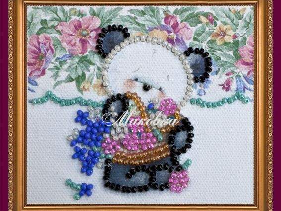 Вышивка-магнит бісером Мишка и незабудки, АМА-128, Абрис Арт Вышивка-магнит бісером Мишка и незабудки, АМА-128, Абрис Арт