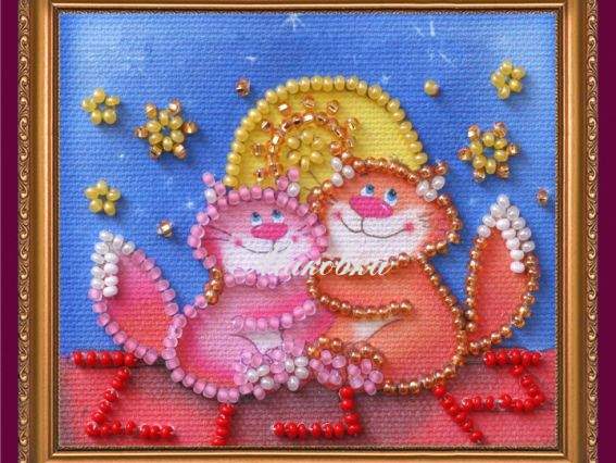 Вышивка-магнит бісером Влюбленные на крыше АМА-135, Абрис Арт Вышивка-магнит бісером Влюбленные на крыше АМА-135, Абрис Арт