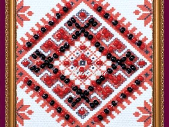 Вышивка мини-магнит бісером Орнамент-1, АММ-016, Абрис Арт Вышивка мини-магнит бісером Орнамент-1, АММ-016, Абрис Арт