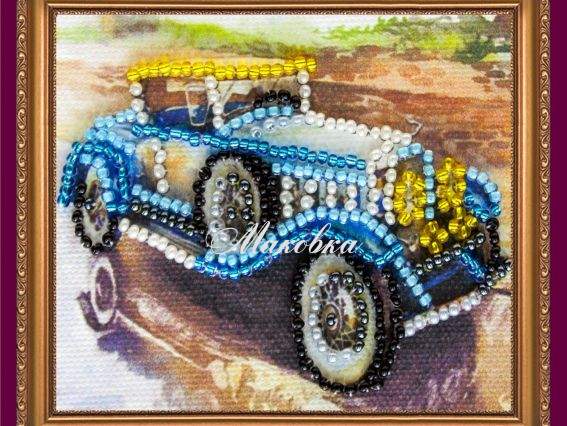 Вышивка-магнит бисером Ретро авто-2 (голубой), АМА-036, Абрис Арт Вышивка-магнит бисером Ретро авто-2 (голубой), АМА-036, Абрис Арт