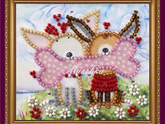 Вышивка-магнит бісером Собачки с косточкой АМА-141, Абрис Арт Вышивка-магнит бісером Собачки с косточкой АМА-141, Абрис Арт