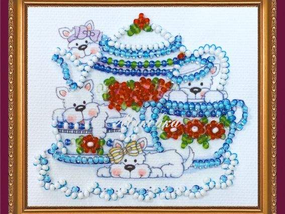 Вышивка-магнит бісером Веселые щенки АМА-180, Абрис Арт Вышивка-магнит бісером Веселые щенки АМА-180, Абрис Арт