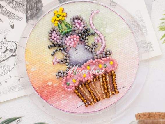 Вышивка-магнит бісером APB-016 Счастье есть (мышка) Абрис Арт