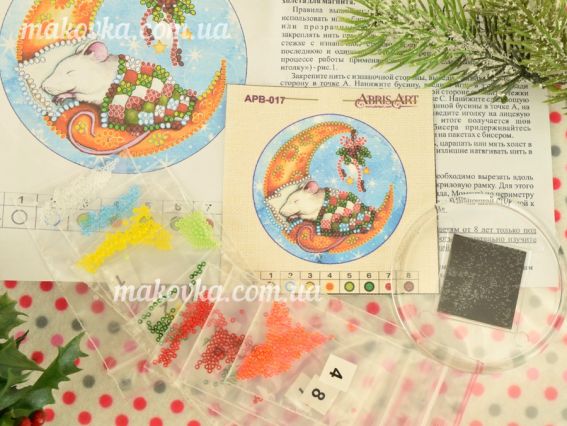 APB-017 Сирні сни (миша) Абріс Арт набір для вишивання магніта з акриловою основою