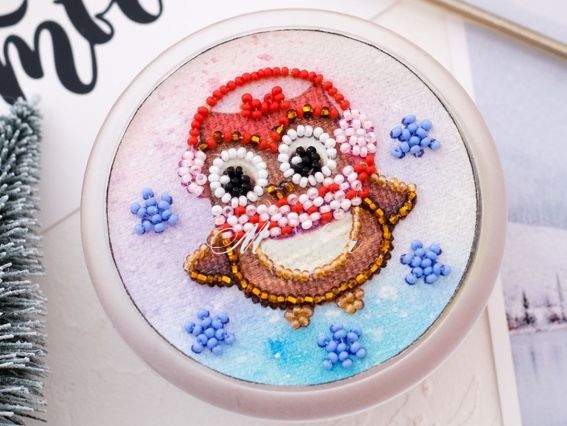 Вышивка-магнит бісером APB-020 По снежку (сова) Абрис Арт Вышивка-магнит бісером APB-020 По снежку (сова) Абрис Арт